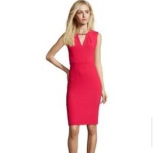 BCBGMAXAZRIA Samantha Beaded Neck Sheath Dress Red Size 02